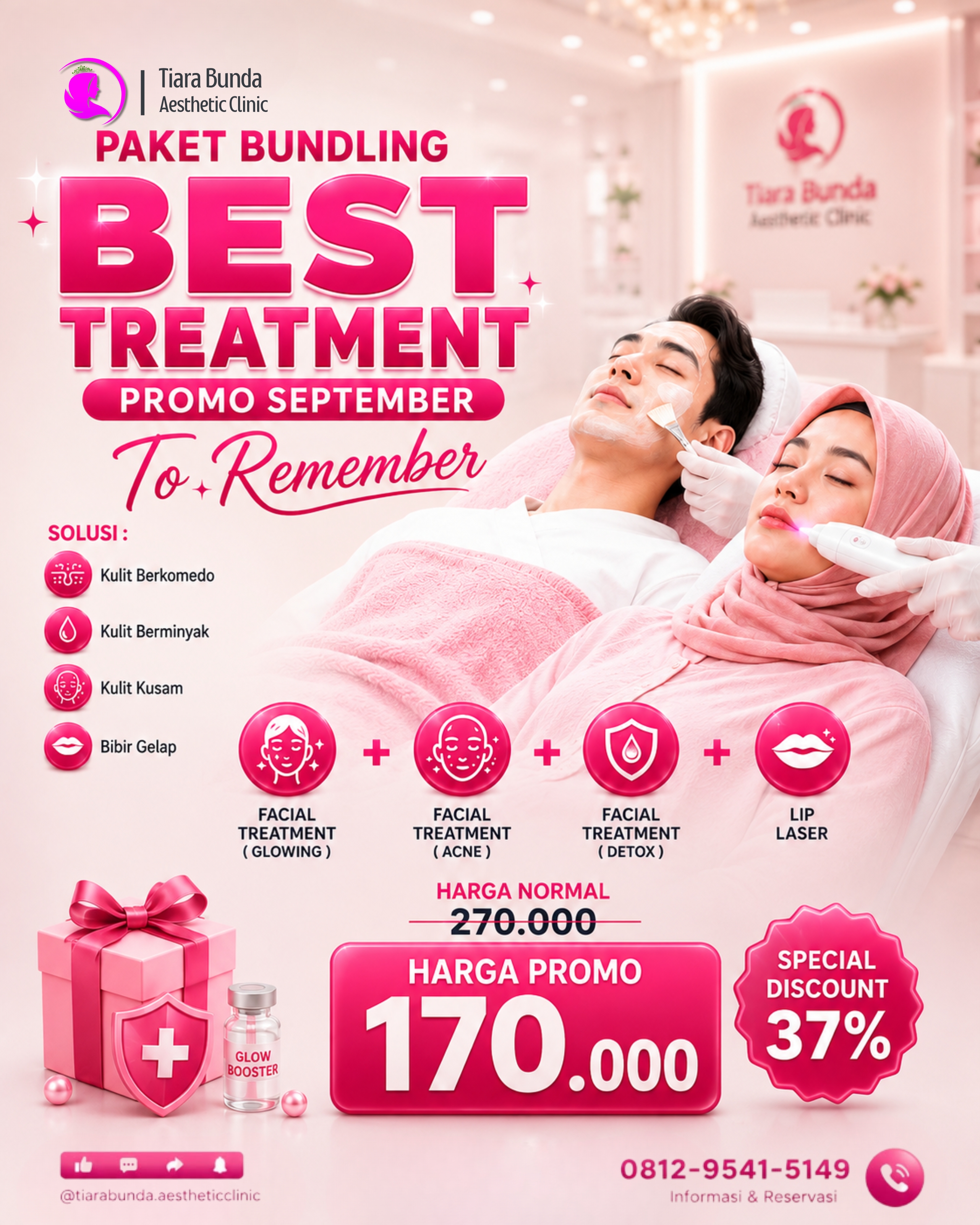 Bundling Treatment FACIAL ( Acne, Detox, Glowing ) + LIPS LASER
